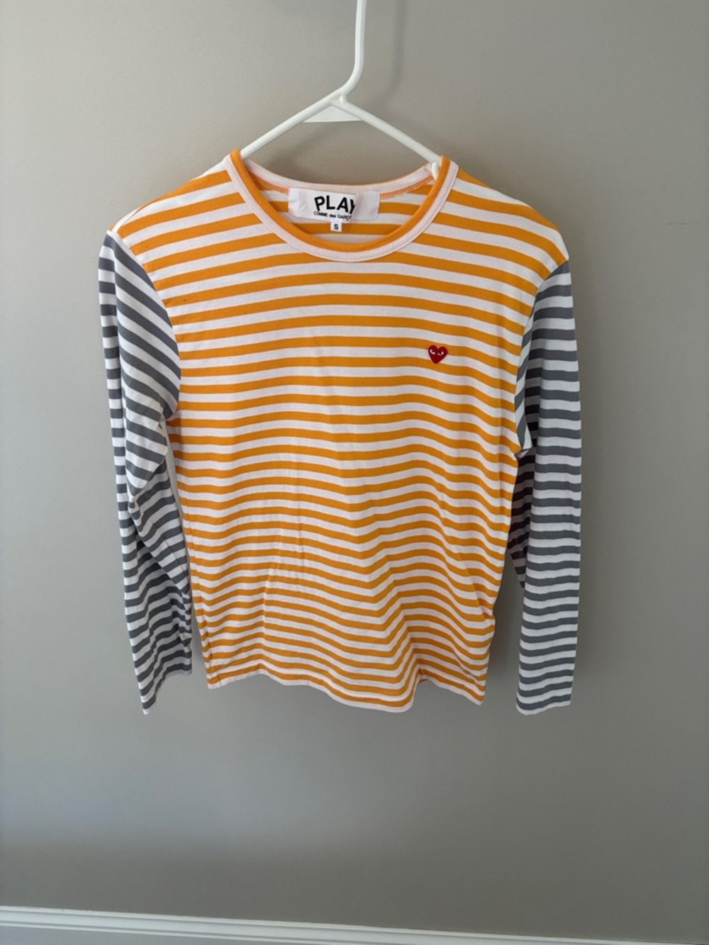 Comme des Garcons PLAY Orange & Gray Striped Long-Sleeve Tee